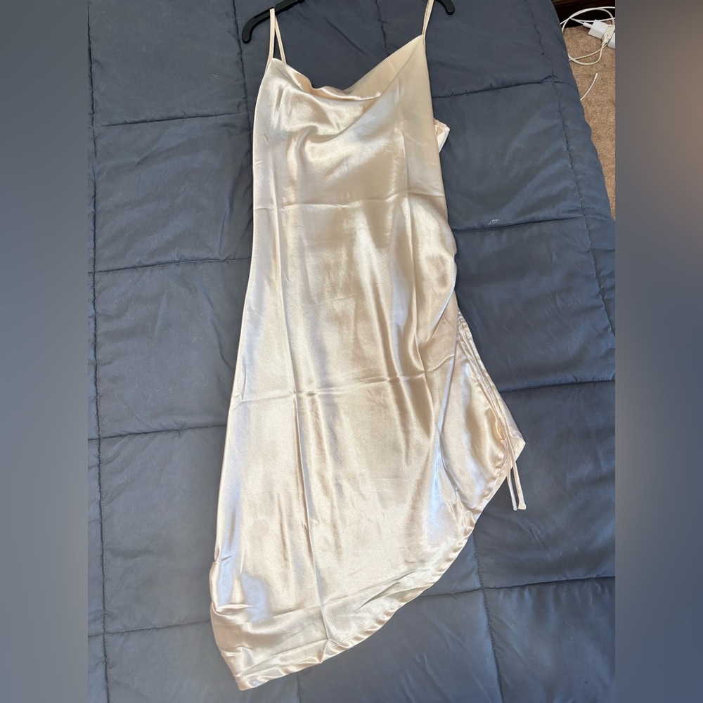 SHEIN Cream Asymmetrical Midi Slip Dress